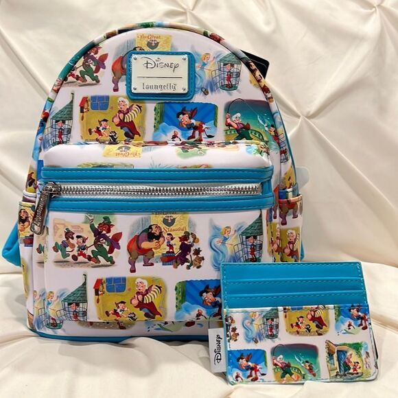 SALE Loungefly X Disney Pinocchio Little Golden Book Scenes Mini Backpack SET NW - Picture 1 of 12